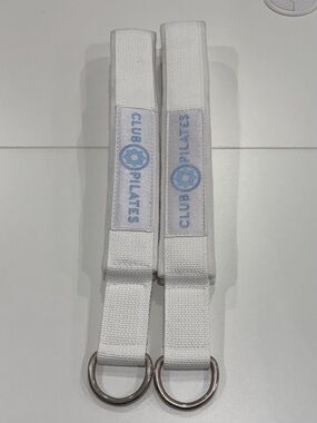 Club Pilates Reformer Straps Long and Short Loops White Blue NWT Logo